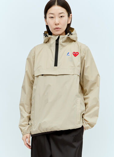 Comme Des Garçons PLAY x K-WAY Windbreaker Jacket Beige cpl0356014