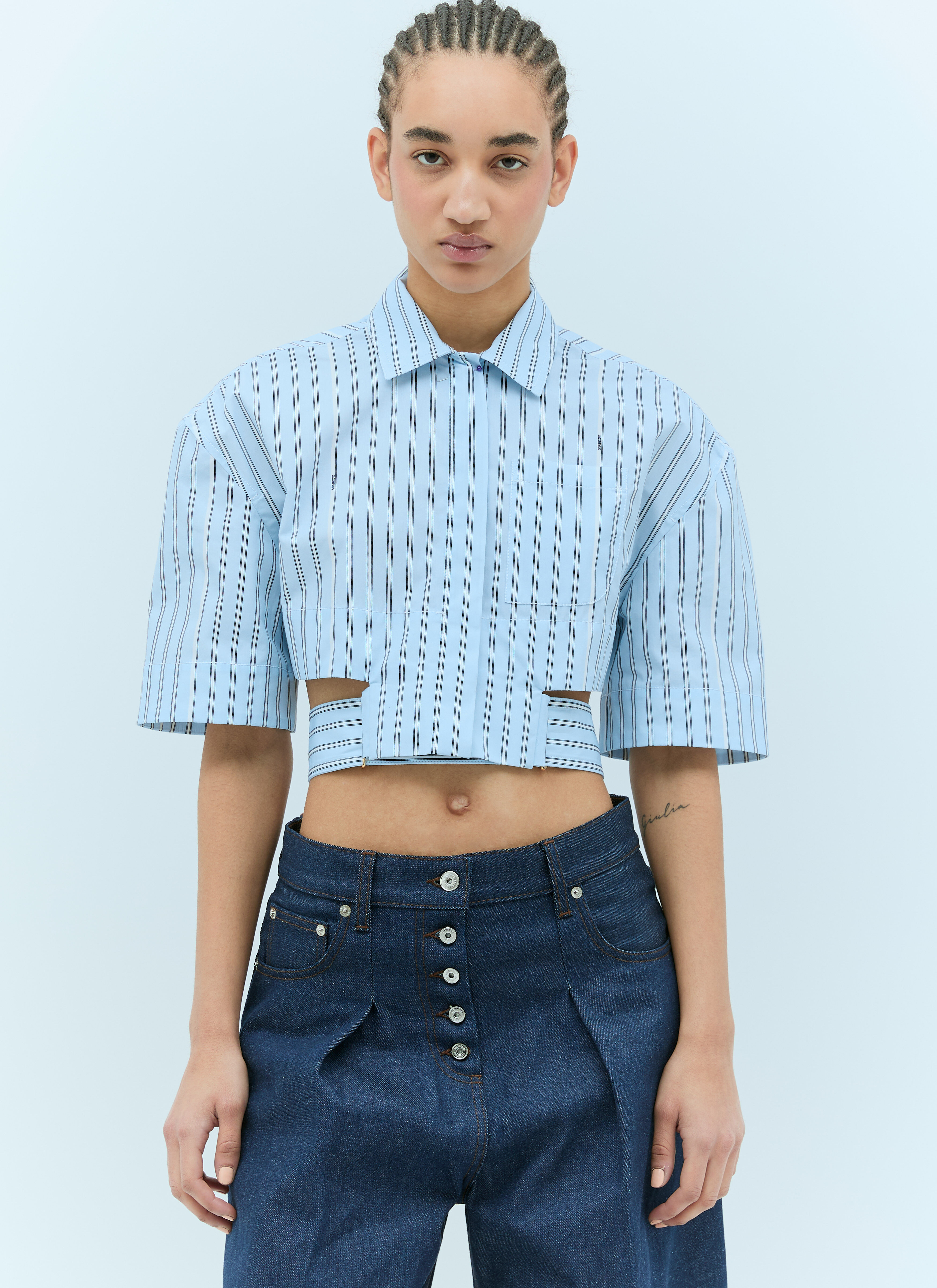 Jacquemus 라 슈미즈 쿠르트 바리 셔츠 화이트 jac0256011