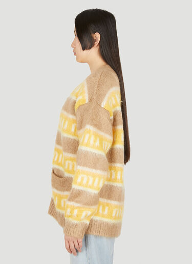 Miu Miu Logo Jacquard Cardigan Camel miu0250011