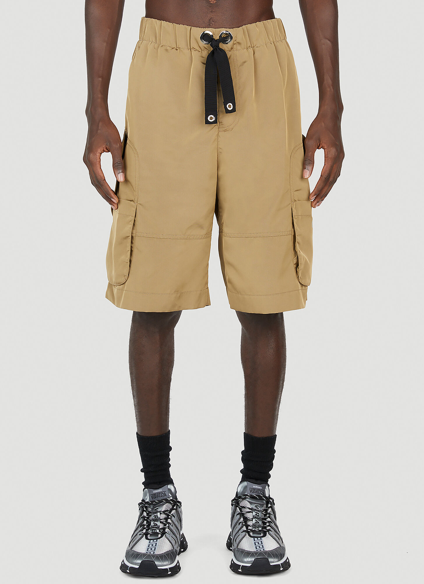 Shop Versace Relaxed Cargo Shorts In Brown
