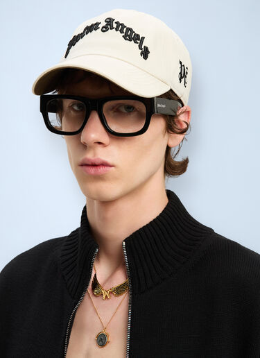 Palm Angels Logo Motif Baseball Cap White pma0360001