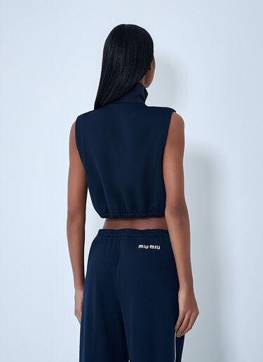 Miu Miu Sleeveless High-Neck Crop Top Navy miu0263059