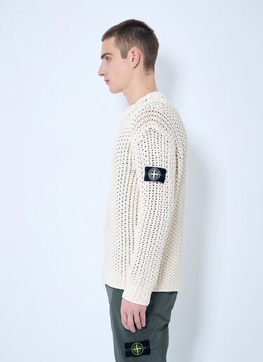 Stone Island UV-Reactive Crochet Sweater Beige sto0160039
