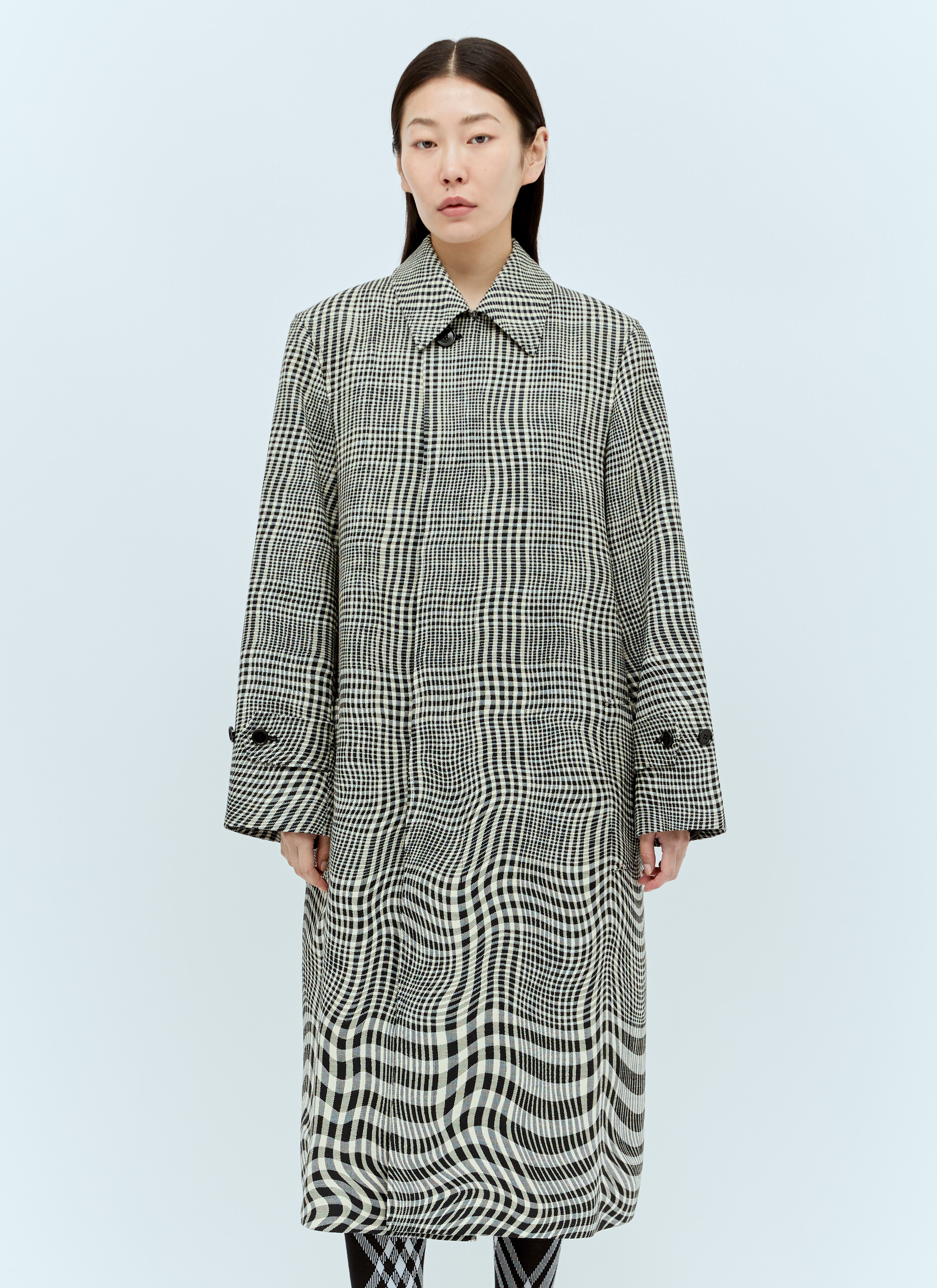 The Row Long Warped Houndstooth Car Coat Beige row0256001