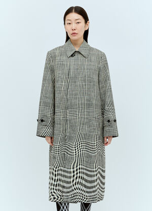 Burberry Long Warped Houndstooth Car Coat Grey bur0255095