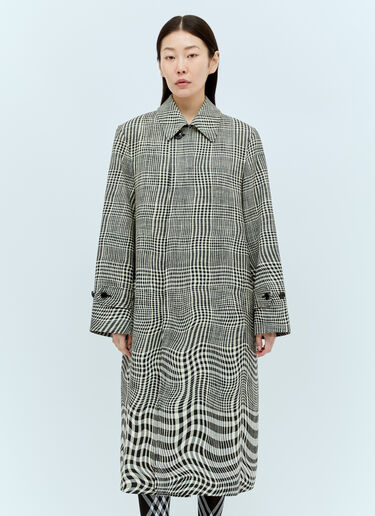 Burberry Long Warped Houndstooth Car Coat Grey bur0255036