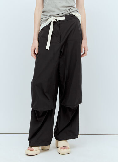 Jil Sander+ 束腰双层膝部长裤 黑色 jsp0255013