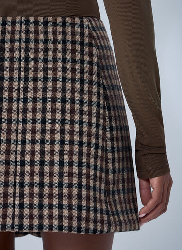 GANNI Wool-Blend Check Mini Skirt Brown gan0261013
