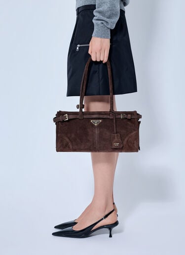 LN-CC® - Prada: Medium Bonnie Suede Leather Handbag - Brown Prada Medium Bonnie Suede Leather Handbag Brown pra0266029