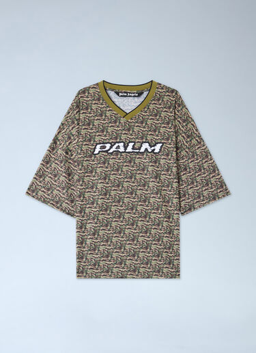 LN-CC® - Palm Angels: Camo Allover Palm Sport T-Shirt - Green Palm Angels Camo Allover Palm Sport T-Shirt Green pma0164168