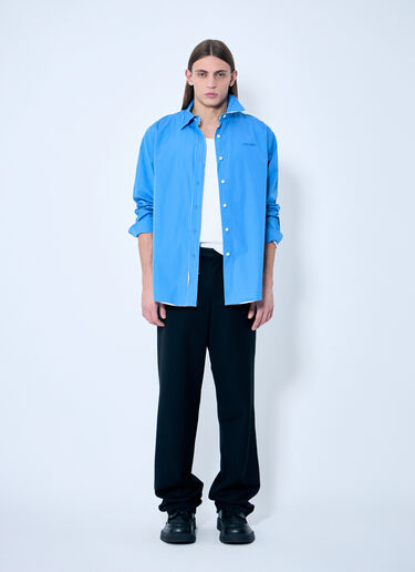 Miu Miu Raw Trims Poplin Shirt Blue miu0359001