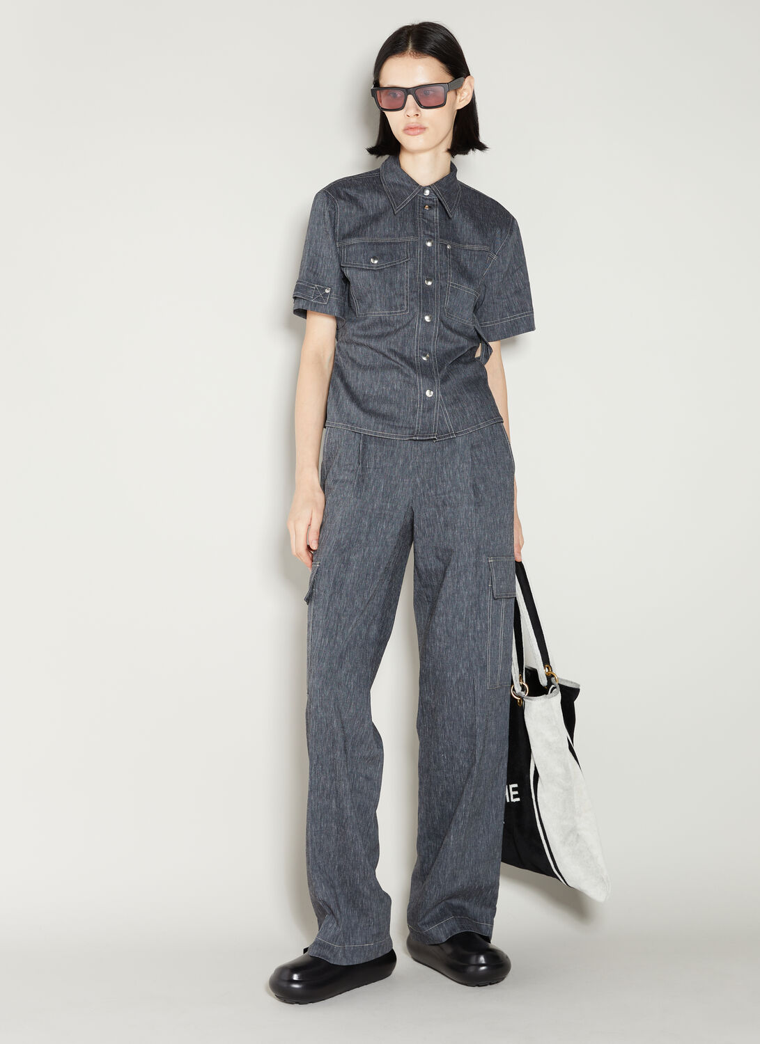Helmut Lang Pull On Cargo Pants In Blue