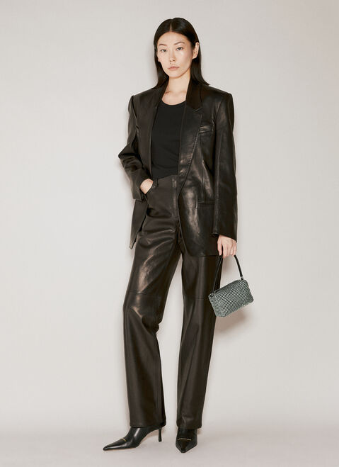 Alexander Wang Fly Leather Wide Leg Pants Black awg0253059