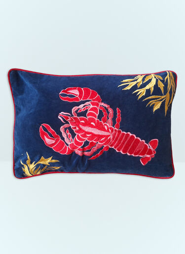 Les Ottomans Rock Lobster Embroidered Cushion Blue wps0691228