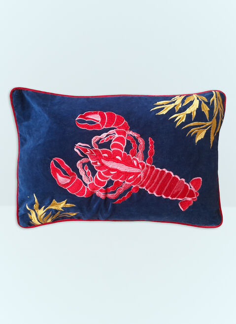 Les Ottomans Rock Lobster Embroidered Cushion Silver wps0691103