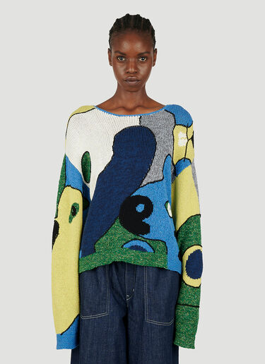 Kenzo 추상 스웨터 블루 knz0252037