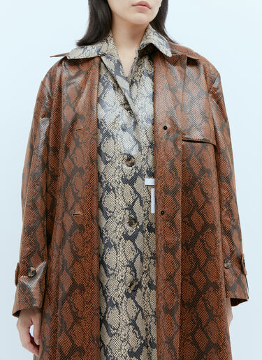 Rokh Double Layer Faux Snakeskin Embossed Coat Brown rok0254009