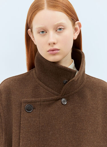 Lemaire Wrap Wool Coat Brown lem0258002