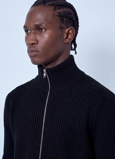LN-CC® - MM6 Maison Margiela: Ribbed Zip-Up Cardigan - Black MM6 Maison Margiela Ribbed Zip-Up Cardigan Black mmm0165003