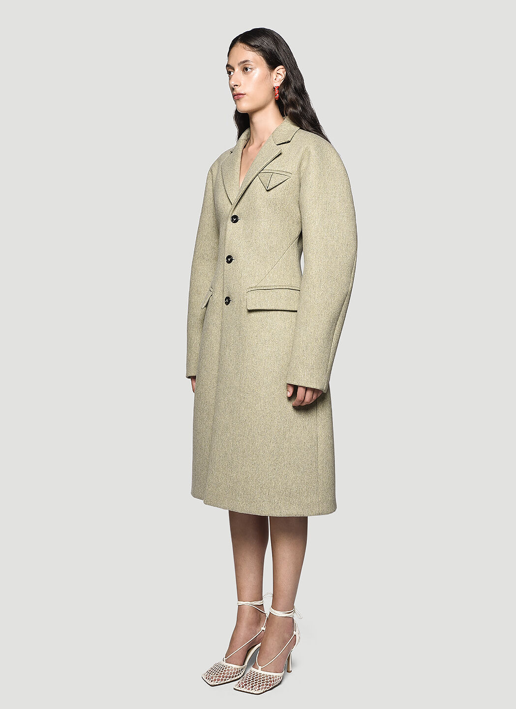 Bottega Veneta Puff Sleeve Coat in Beige LN CC