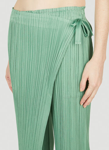 Pleats Please Issey Miyake Pleated Wrap Pants Green plp0252008