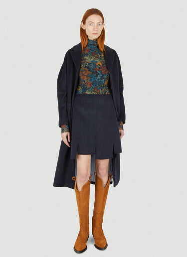 GANNI Single Breasted Curved Sleeve Coat Blue gan0247011