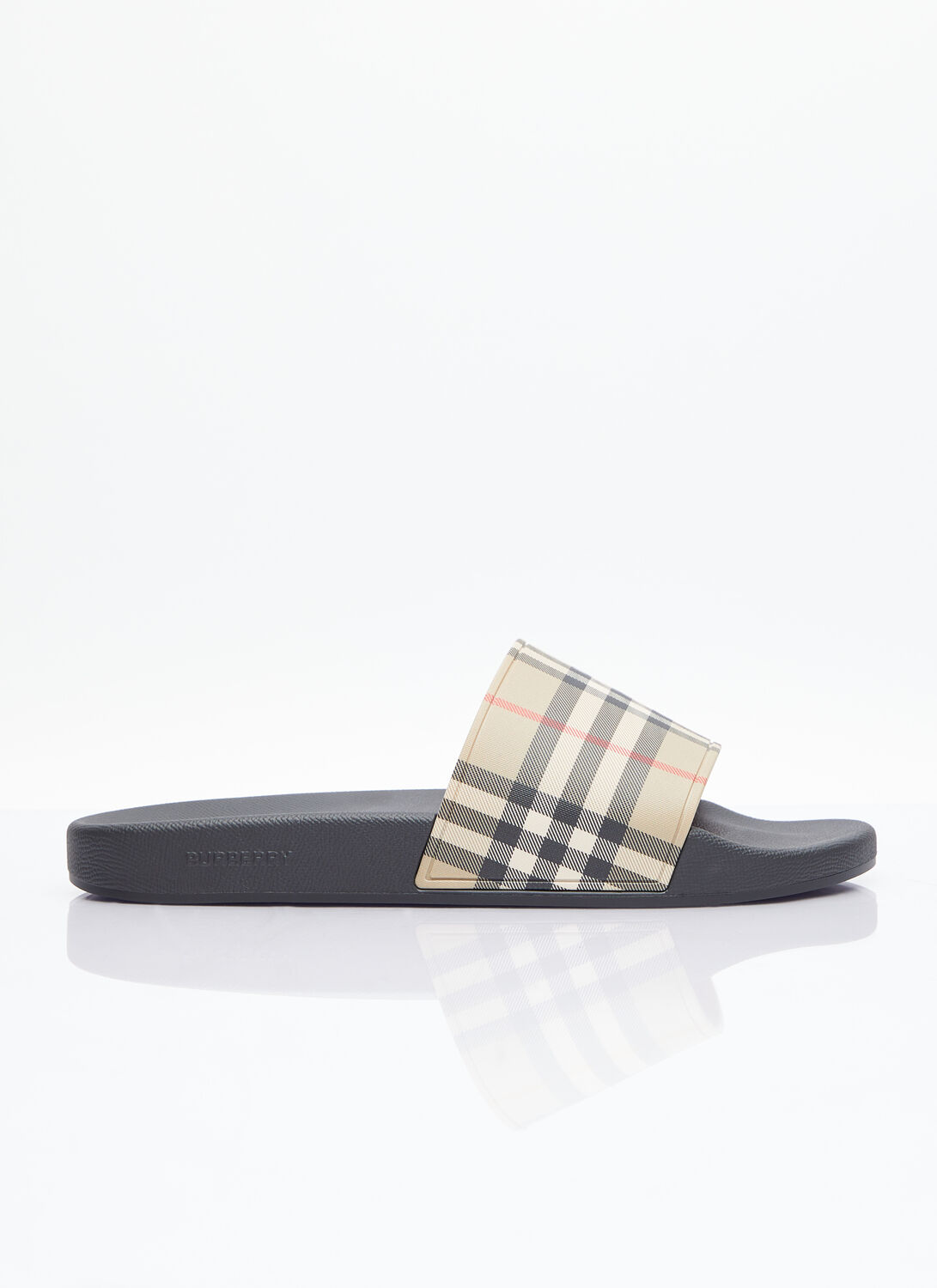 Shop Burberry Vintage Check Print Slides In Beige