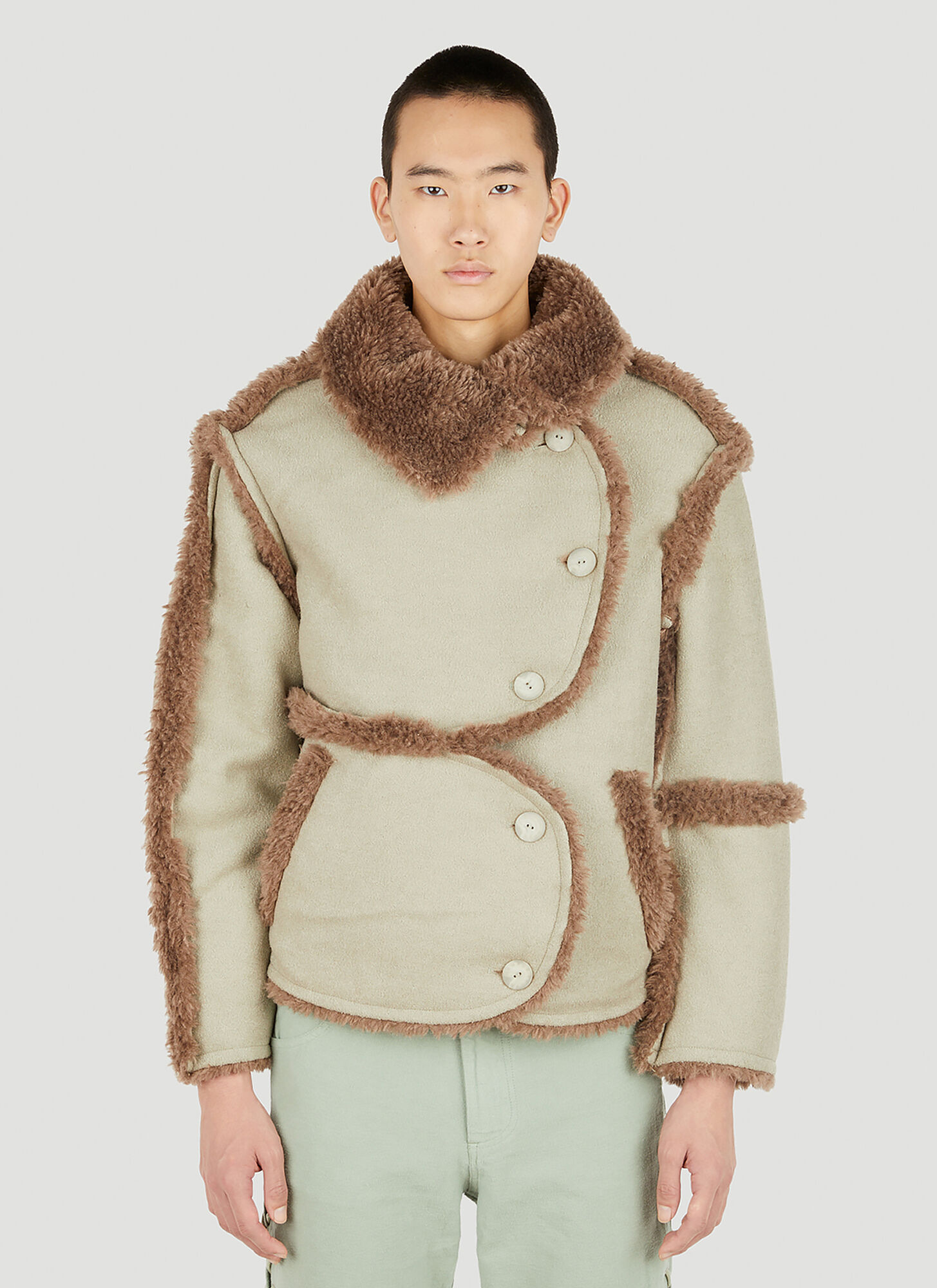 Eckhaus Latta Taupe Blended Jacket In Green