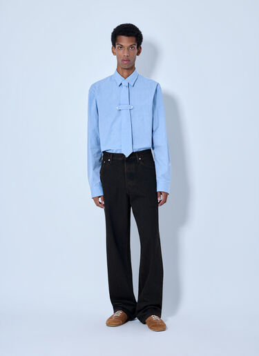 Dries Van Noten Cilian Classic Cotton Shirt with Tie Blue dvn0165005