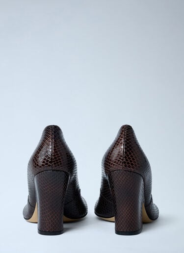 Python-Embossed Leather Wedge Pumps Dries Van Noten Python-Embossed Leather Wedge Pumps Dark Brown dvn0262030