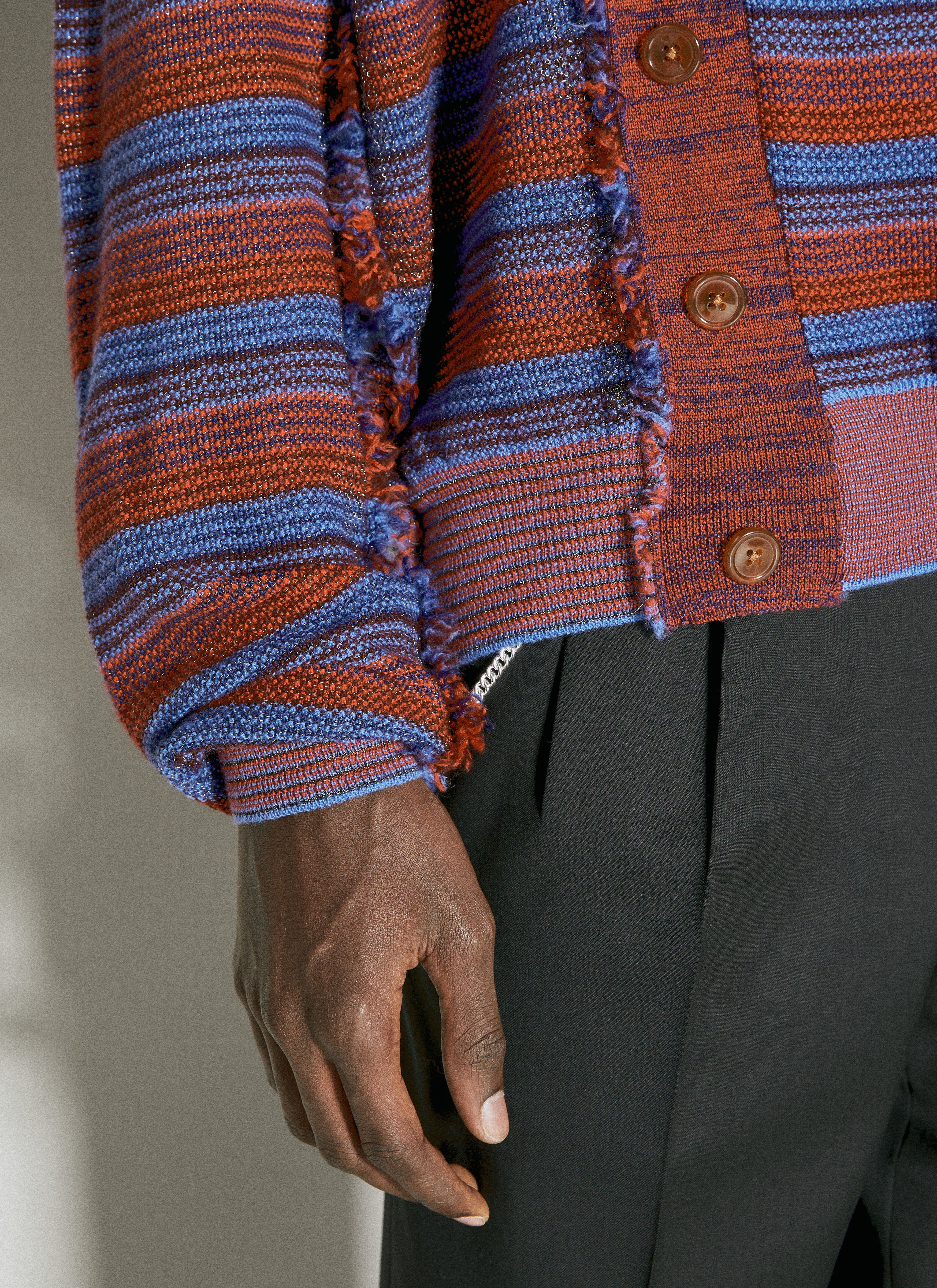 トップス 070904 Vivienne Westwood MAN CRACKED Vivienne Westwood Men's' Stripe Broken Stitch Knit Cardigan