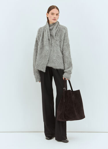 TOTEME Draped-Scarf Sweater Grey tot0259041