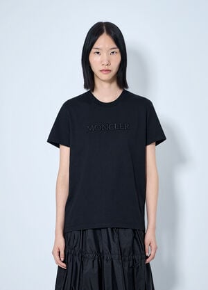 Moncler Logo Embroidered T-Shirt Black mon0265109