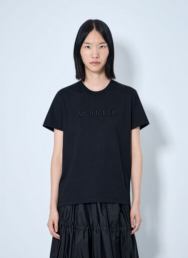 LN-CC® - Moncler: Logo Embroidered T-Shirt - Black Moncler Logo Embroidered T-Shirt Black mon0265109