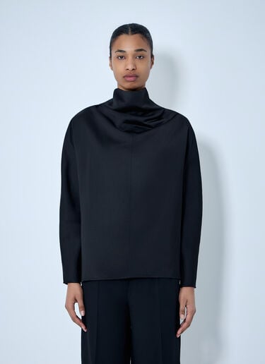 TOTEME High-Neck Long Sleeve Top Black tot0264025