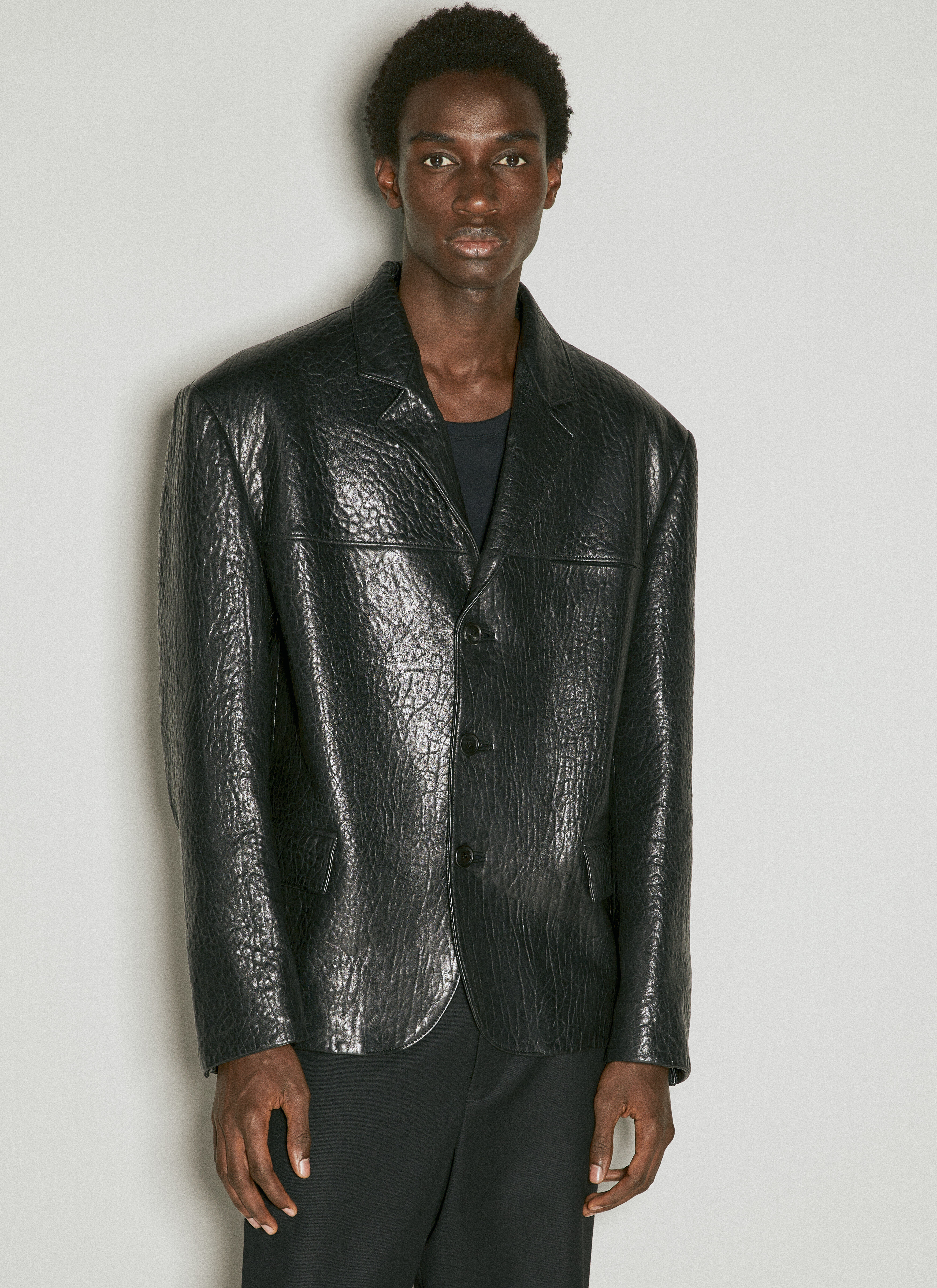 Vivienne Westwood 荔枝纹皮革西装外套 黑色 vvw0155001