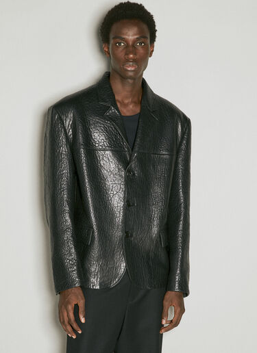 Prada Pebbled Leather Blazer Black pra0155003