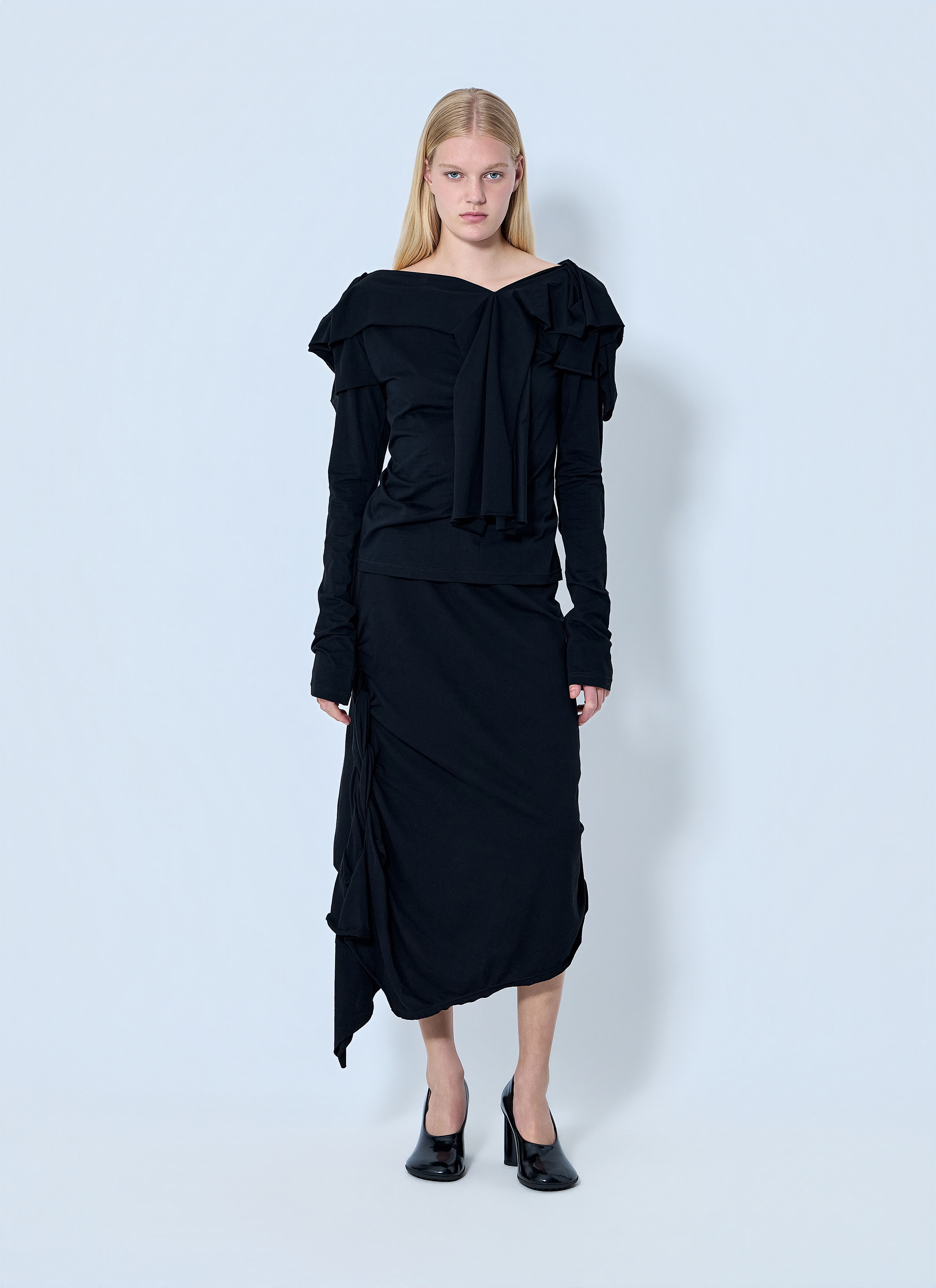 Yohji Yamamoto Women's' High Twisted French Terry Braided Skirt in