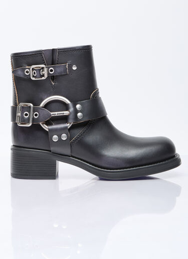 Vintage-look Leather Boots Miu Miu Vintage-look Leather Boots Black miu0256049