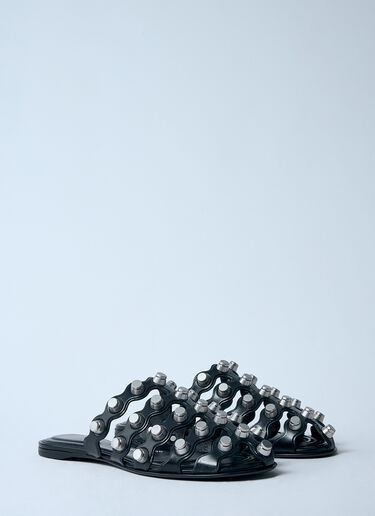 Alexander Wang Rexa Cage Leather Slides Black awg0259035