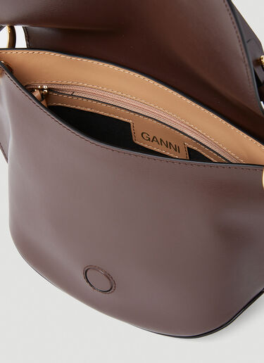 GANNI Banner Saddle Handbag Brown gan0253040