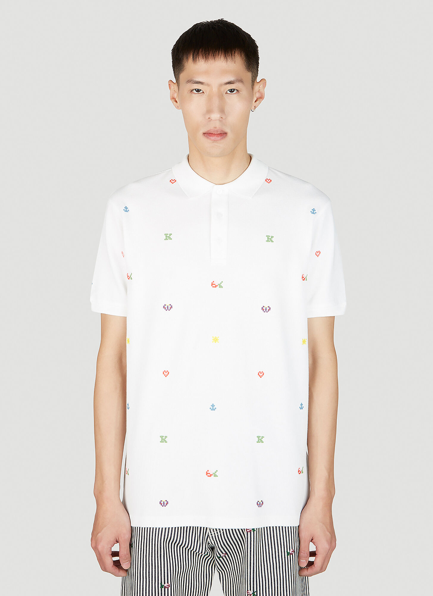 Shop Kenzo Graphic Embroidery Polo Shirt In White