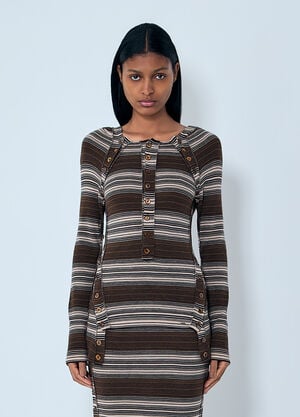 Miss Sixty x KNWLS Hooded Stripe Sweater Brown msk0263013