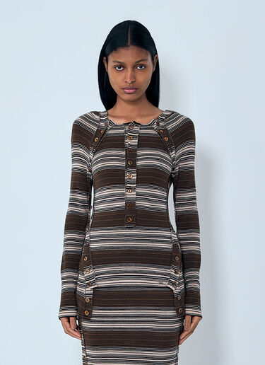 Miss Sixty x KNWLS Hooded Stripe Sweater Brown msk0263013