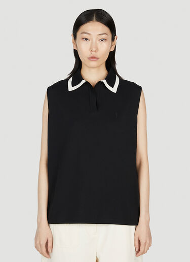 Saint Laurent Sleeveless Polo Shirt Black sla0252026