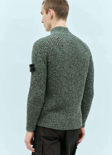 Stone Island Zip-Up Knit Sweatshirt Green sto0156088