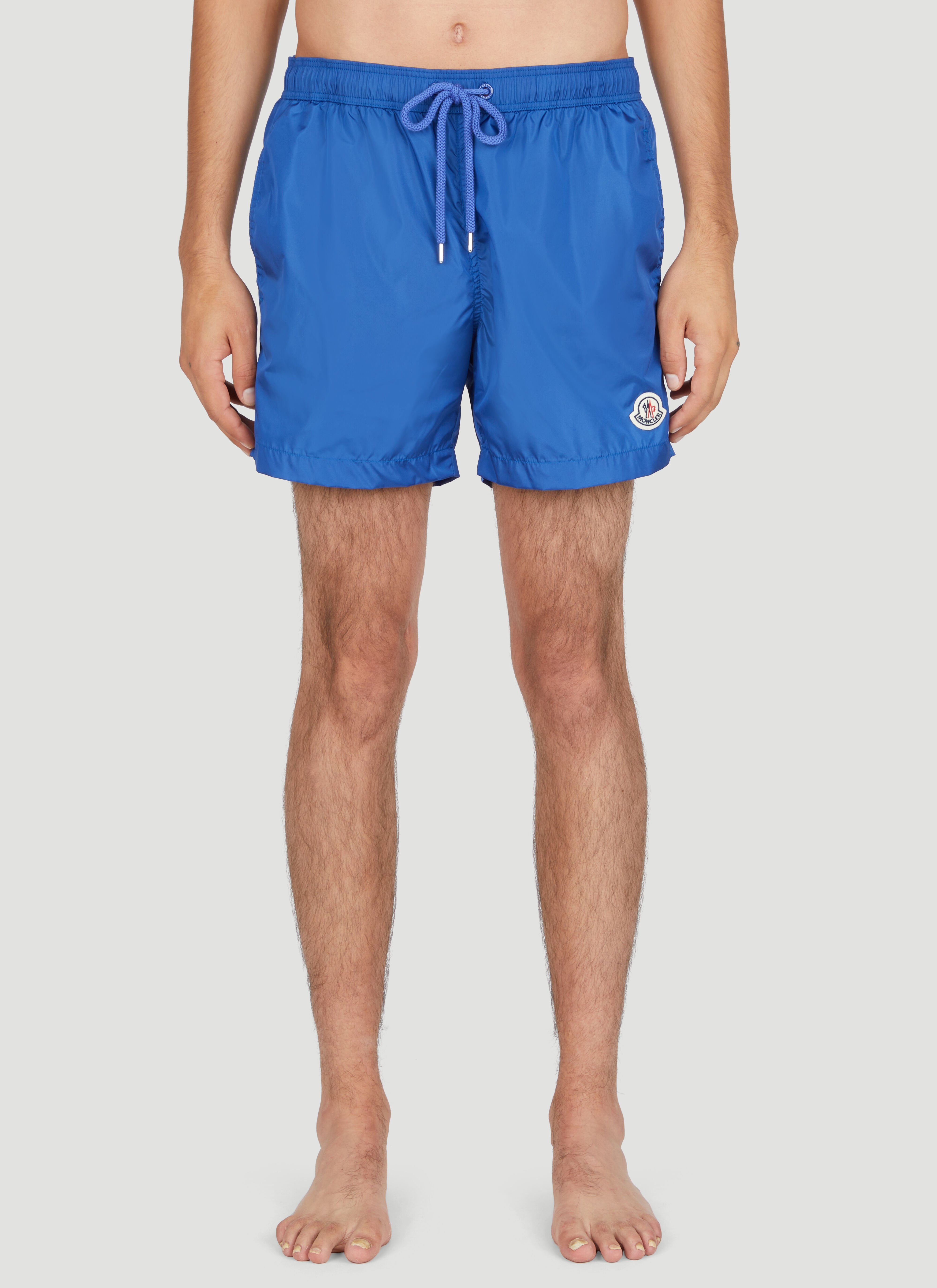 Moncler Logo Patch Swim Shorts in Blue LN CC
