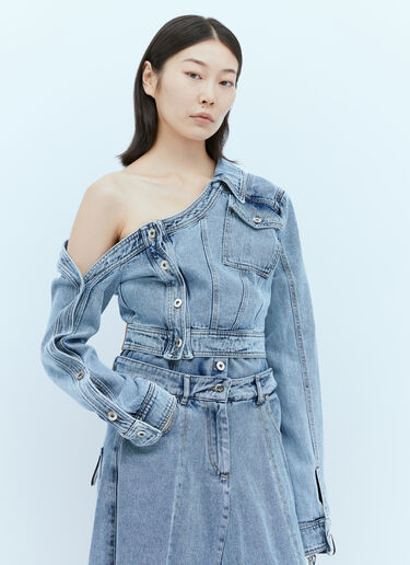 Rokh Asymmetric Neck Denim Jacket Blue rok0254007