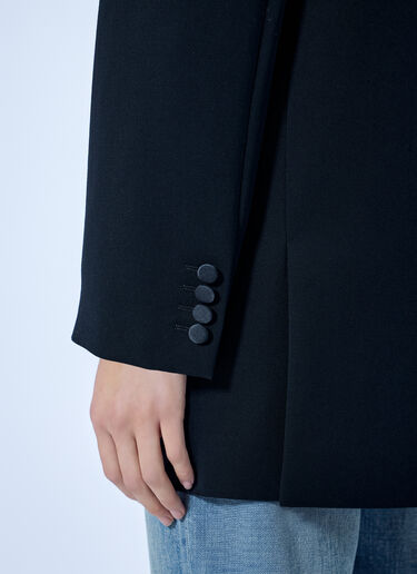 LN-CC® - Saint Laurent: Double-Breasted Blazer with Satin Lapels - Black Saint Laurent Double-Breasted Blazer with Satin Lapels Black sla0265030