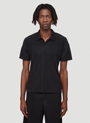 Homme Plissé Issey Miyake Pleated Polo Shirt Black hmp0144023